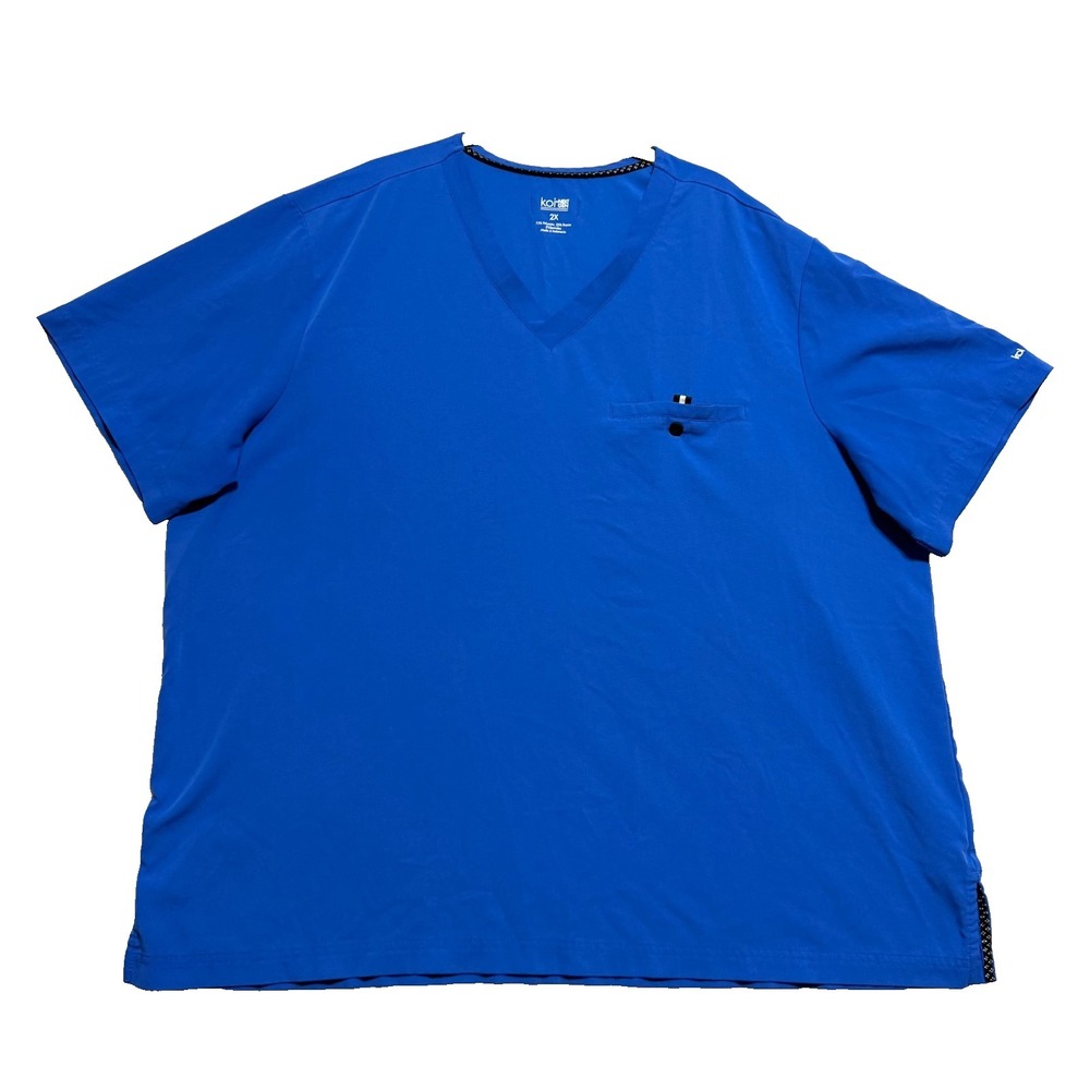 Koi Next Gen Scrub Top Women 2X Blue V-Neck Short Sleeve Stretch Medical Uniform